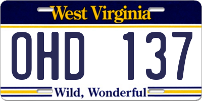 WV license plate OHD137