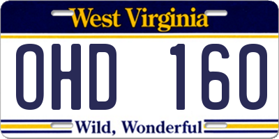 WV license plate OHD160