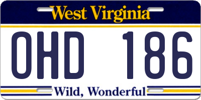 WV license plate OHD186