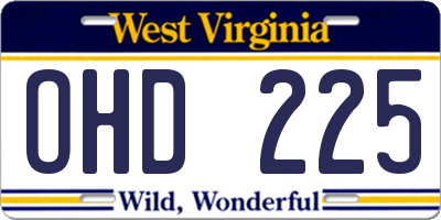 WV license plate OHD225