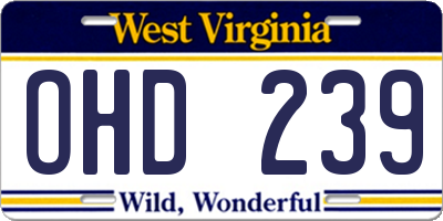 WV license plate OHD239