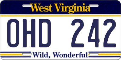 WV license plate OHD242