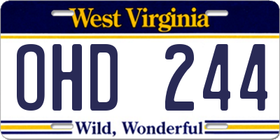 WV license plate OHD244