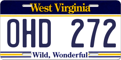 WV license plate OHD272