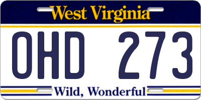 WV license plate OHD273