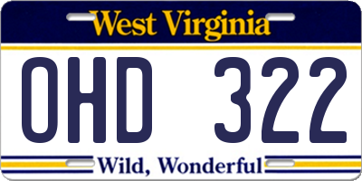 WV license plate OHD322