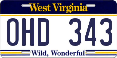 WV license plate OHD343