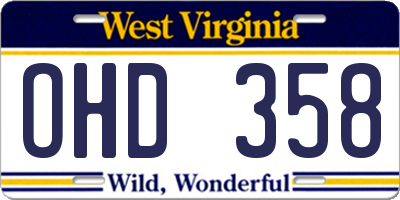 WV license plate OHD358