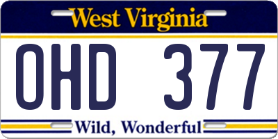 WV license plate OHD377