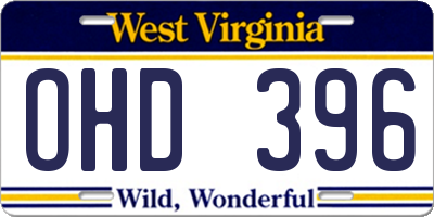 WV license plate OHD396