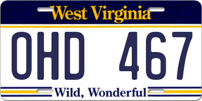 WV license plate OHD467