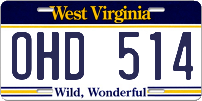WV license plate OHD514