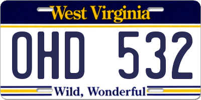 WV license plate OHD532