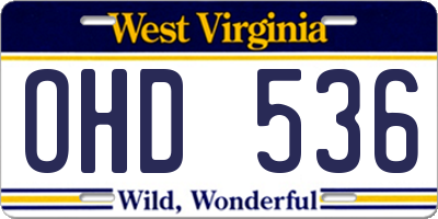 WV license plate OHD536