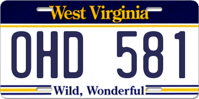 WV license plate OHD581