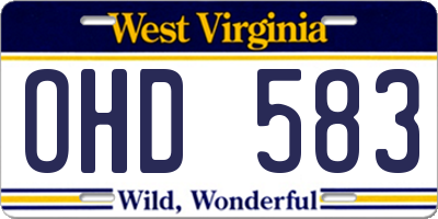 WV license plate OHD583