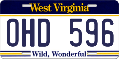 WV license plate OHD596