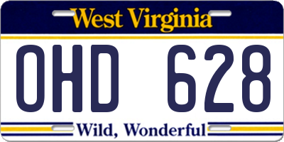 WV license plate OHD628