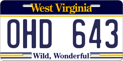 WV license plate OHD643