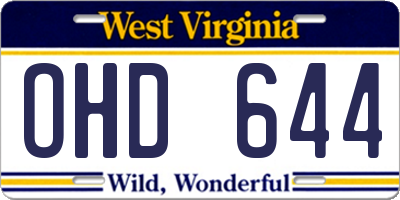 WV license plate OHD644