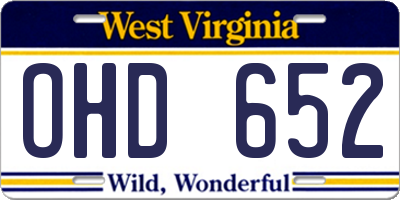 WV license plate OHD652