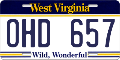 WV license plate OHD657