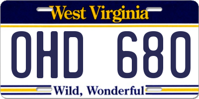 WV license plate OHD680