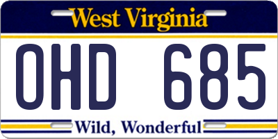 WV license plate OHD685