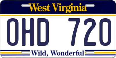 WV license plate OHD720