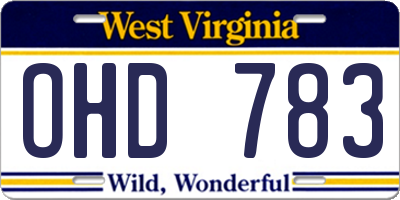 WV license plate OHD783