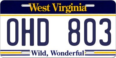 WV license plate OHD803