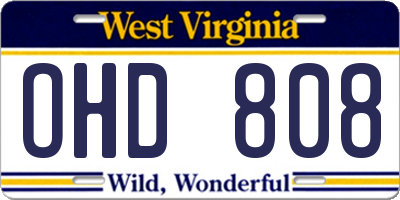 WV license plate OHD808