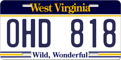 WV license plate OHD818