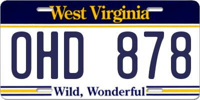 WV license plate OHD878