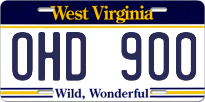 WV license plate OHD900
