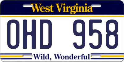 WV license plate OHD958