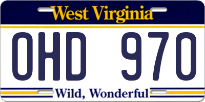 WV license plate OHD970