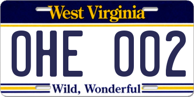 WV license plate OHE002