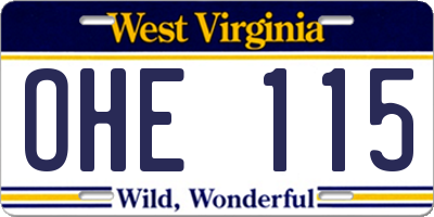WV license plate OHE115