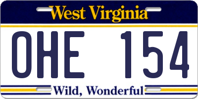 WV license plate OHE154