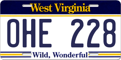 WV license plate OHE228