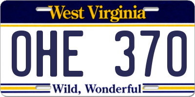 WV license plate OHE370