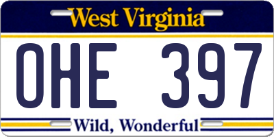 WV license plate OHE397