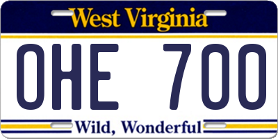 WV license plate OHE700
