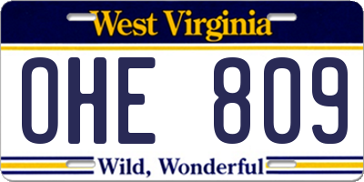 WV license plate OHE809