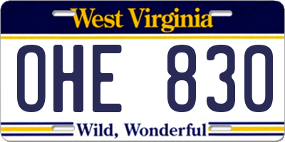 WV license plate OHE830