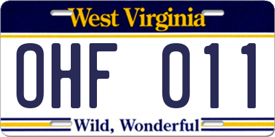 WV license plate OHF011