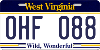 WV license plate OHF088