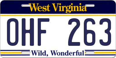 WV license plate OHF263