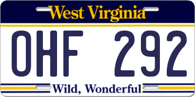 WV license plate OHF292